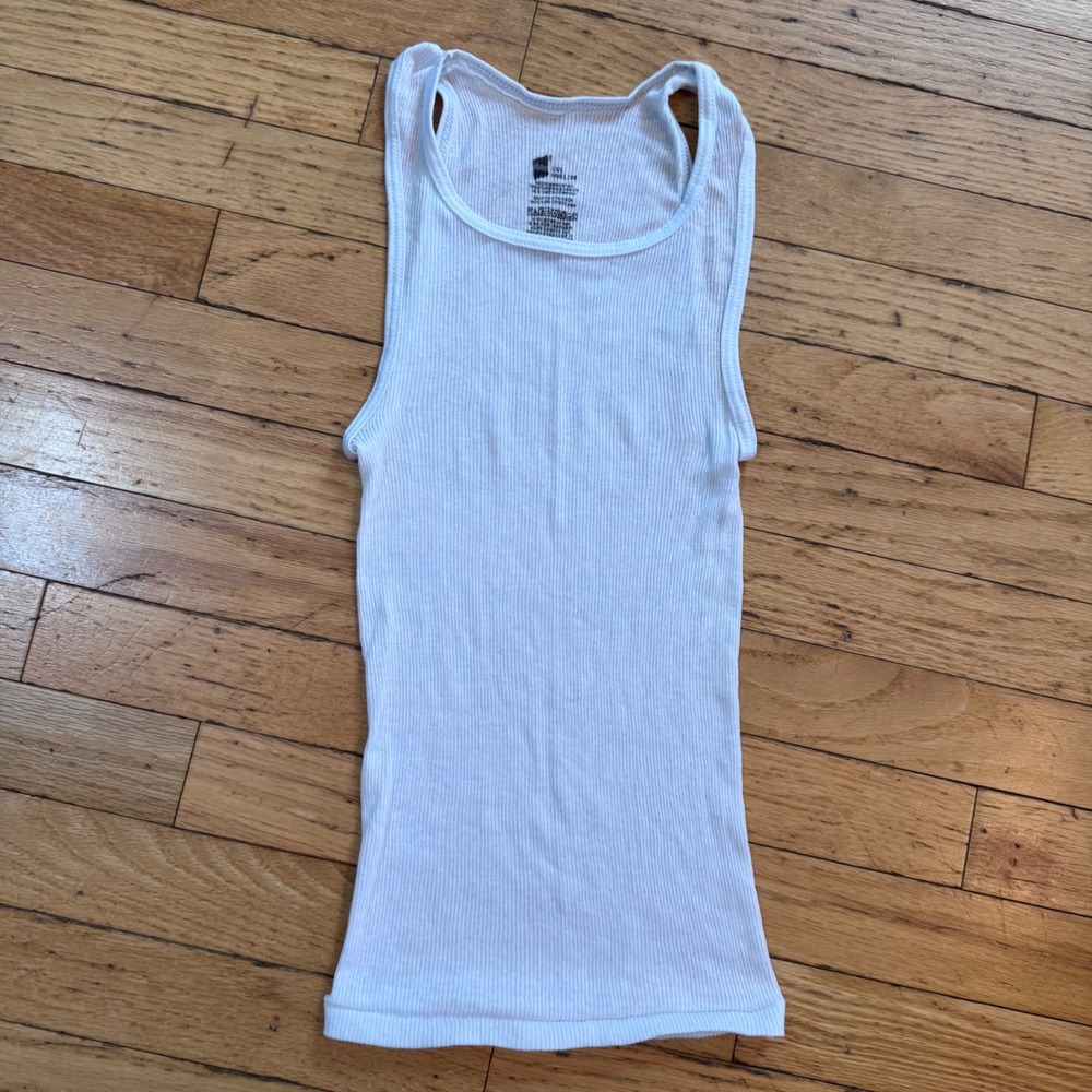 Hanes Boys White Ribbed Tank Tops Lot of 5 Size Large L Sleeveless Undershirts